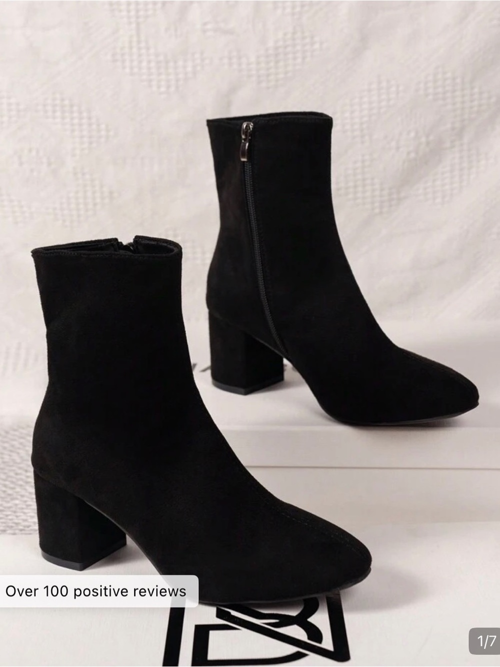 Women's Black Suede Block Heel Ankle Boots